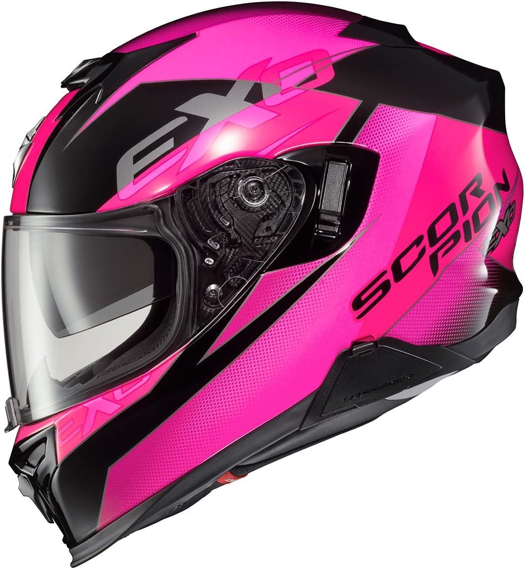 ScorpionEXO T520 Full Face Touring Motorcycle Helmet with Bluetooth Ready Speaker Pockets DOT ECE Approved Nama-Shimi (Black/Gold – Medium)(Pink)