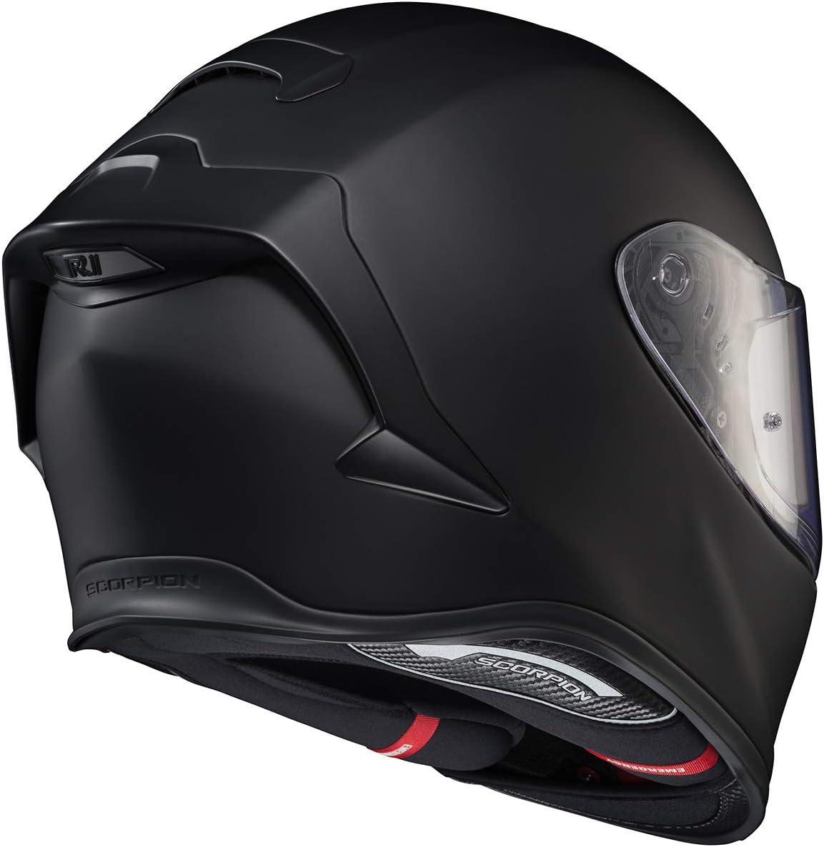 ScorpionEXO R1 Air Full Face Motorcycle Helmet with Pinlock Shield and Bluetooth Ready Speaker Pockets DOT ECE Solid (Matte Pearl White – Small)(Matte Black)