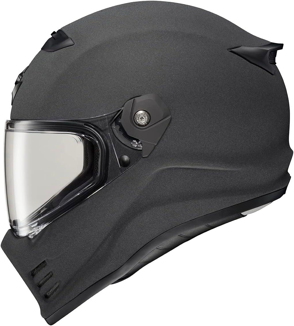 ScorpionEXO Covert FX Full Face Adult Motorcycle Helmet Street Fighter Style – Bluetooth Ready Speaker Pockets DOT ECE Solid (Matte Black – X-Large)(Graphite)
