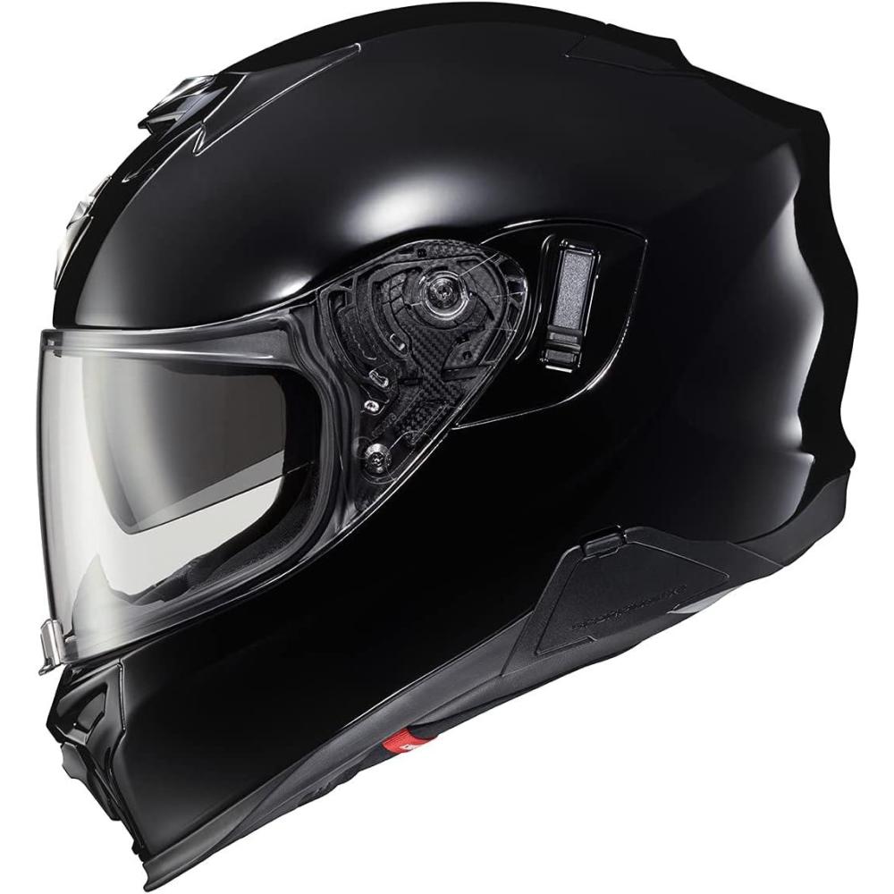 ScorpionEXO T520 Full Face Touring Motorcycle Helmet with Bluetooth Ready Speaker Pockets DOT ECE Approved Nama-Shimi (Black/Gold – Medium)(Gloss Black)
