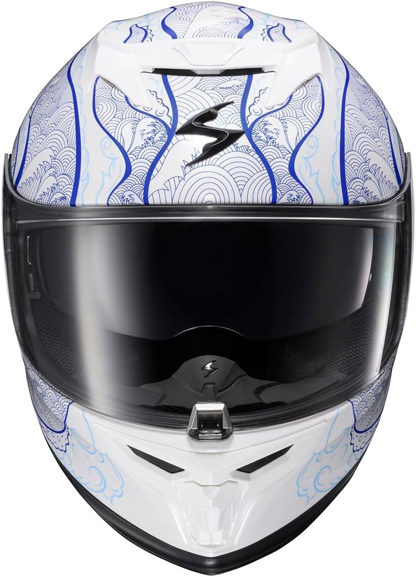 ScorpionEXO T520 Full Face Touring Motorcycle Helmet with Bluetooth Ready Speaker Pockets DOT ECE Approved Nama-Shimi (Black/Gold – Medium)(Nama-shimi White/Blue)