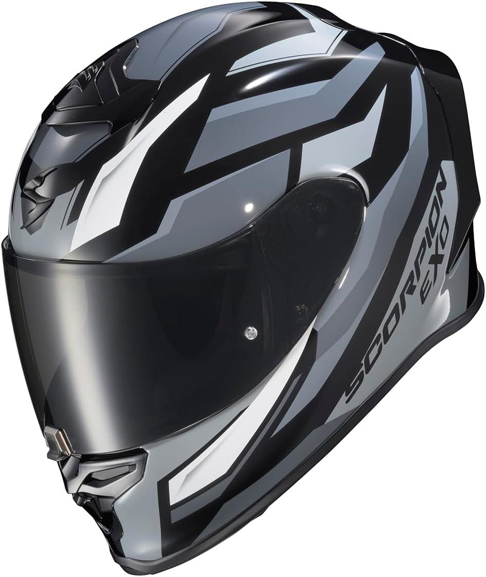 ScorpionEXO R1 Air Full Face Motorcycle Helmet with Pinlock Shield and Bluetooth Ready Speaker Pockets DOT ECE Solid (Matte Pearl White – Small)(Raven Phantom)