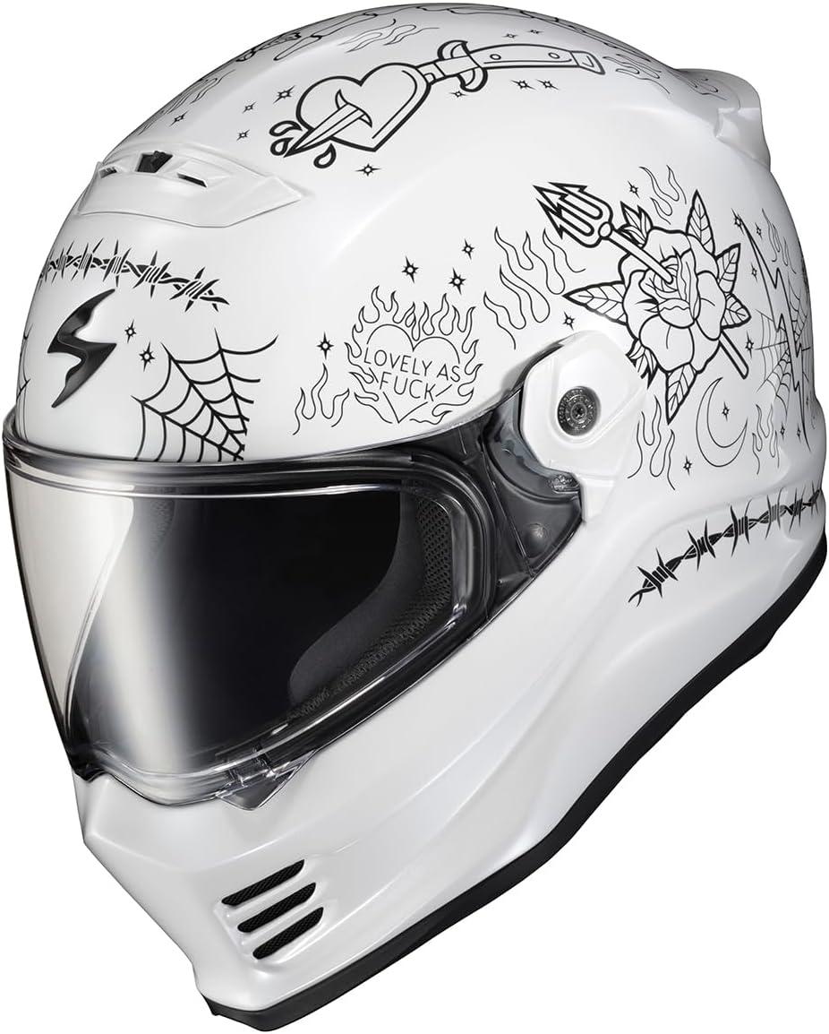 ScorpionEXO Covert FX Full Face Adult Motorcycle Helmet Street Fighter Style – Bluetooth Ready Speaker Pockets DOT ECE Solid (Matte Black – X-Large)(Litas 2 White)