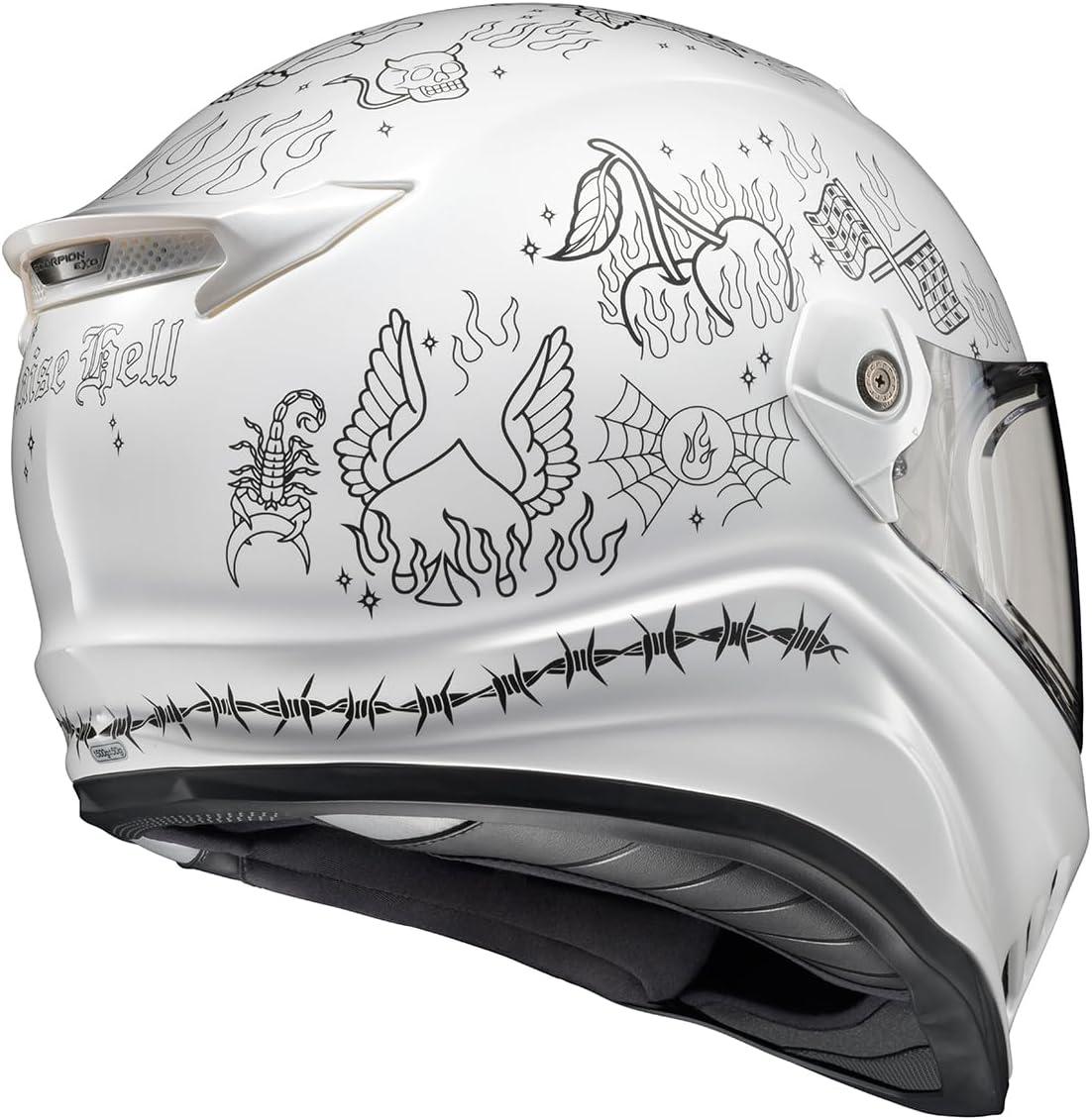 ScorpionEXO Covert FX Full Face Adult Motorcycle Helmet Street Fighter Style – Bluetooth Ready Speaker Pockets DOT ECE Solid (Matte Black – X-Large)(Litas 2 White)