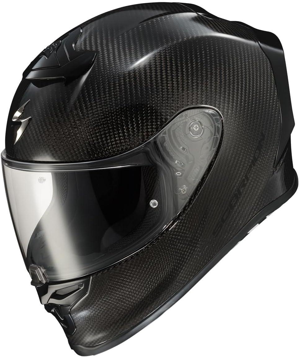 ScorpionEXO R1 Air Carbon Fiber Full Face Motorcycle Helmet with Pinlock Shield Bluetooth Ready Speaker Pockets DOT ECE Onyx (Onyx Gloss Black – Medium)(Gloss Black)