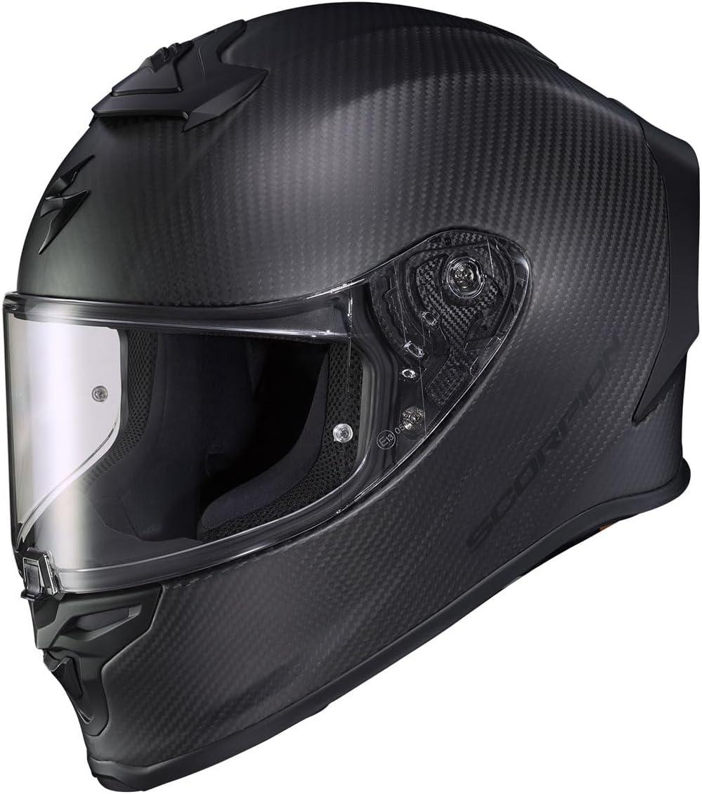 ScorpionEXO R1 Air Carbon Fiber Full Face Motorcycle Helmet with Pinlock Shield Bluetooth Ready Speaker Pockets DOT ECE Onyx (Onyx Gloss Black – Medium)(Matte Black)