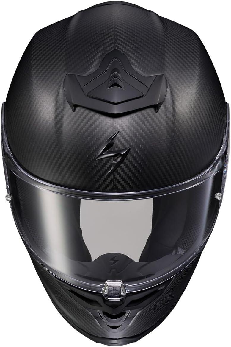 ScorpionEXO R1 Air Carbon Fiber Full Face Motorcycle Helmet with Pinlock Shield Bluetooth Ready Speaker Pockets DOT ECE Onyx (Onyx Gloss Black – Medium)(Matte Black)