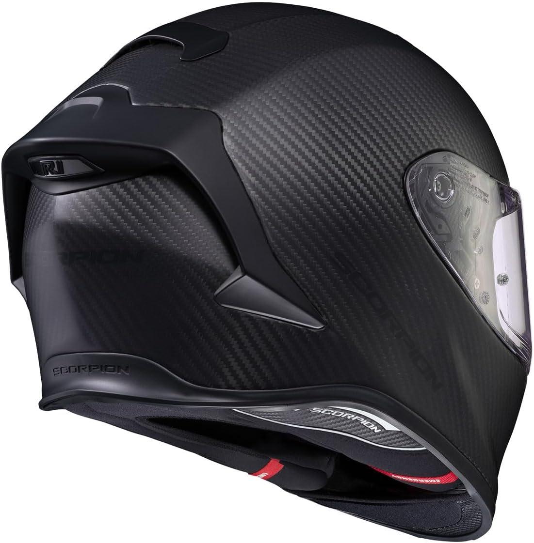ScorpionEXO R1 Air Carbon Fiber Full Face Motorcycle Helmet with Pinlock Shield Bluetooth Ready Speaker Pockets DOT ECE Onyx (Onyx Gloss Black – Medium)(Matte Black)