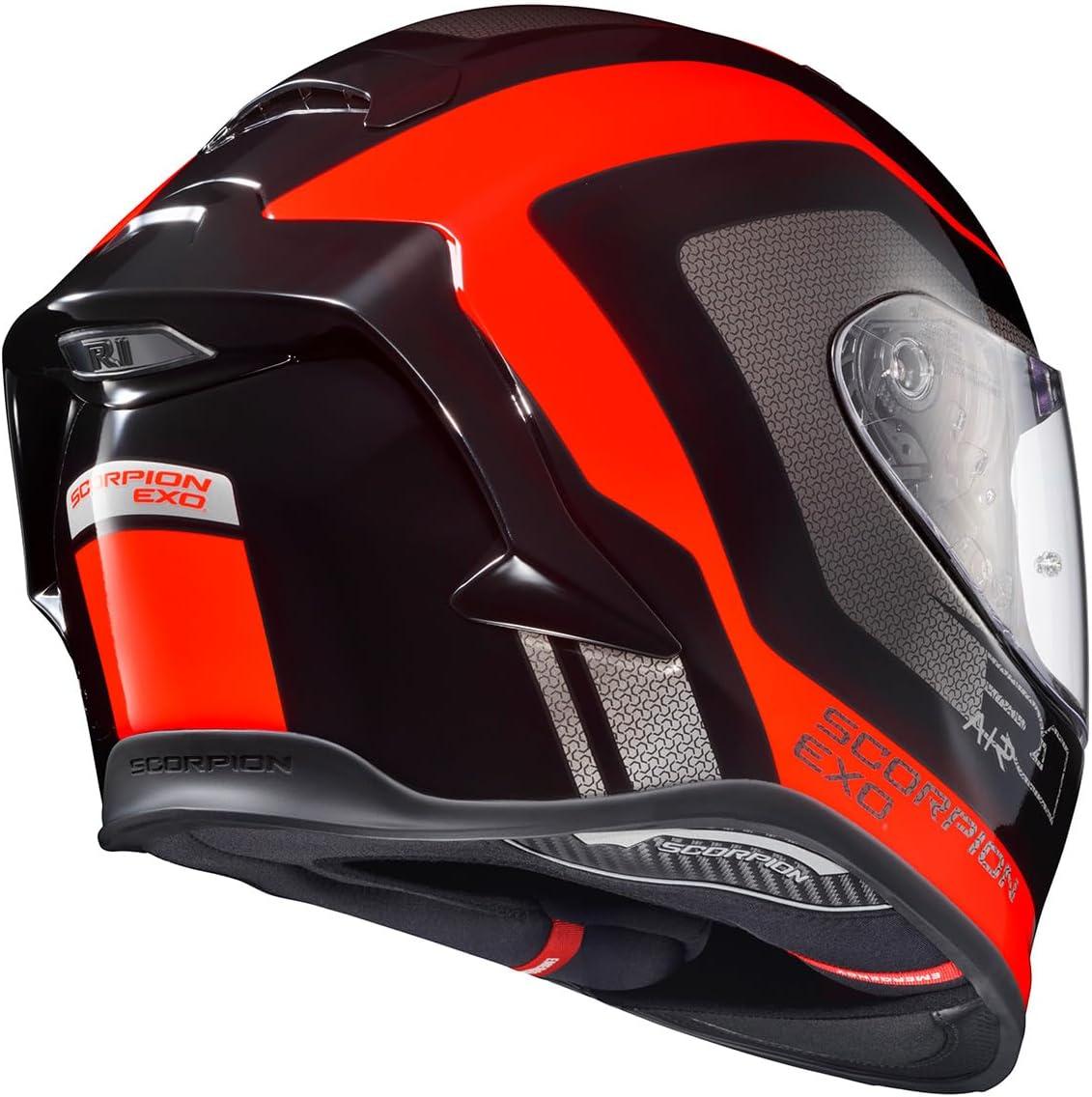 ScorpionEXO R1 Air Full Face Motorcycle Helmet with Pinlock Shield and Bluetooth Ready Speaker Pockets DOT ECE Solid (Matte Pearl White – Small)(Red/Black)