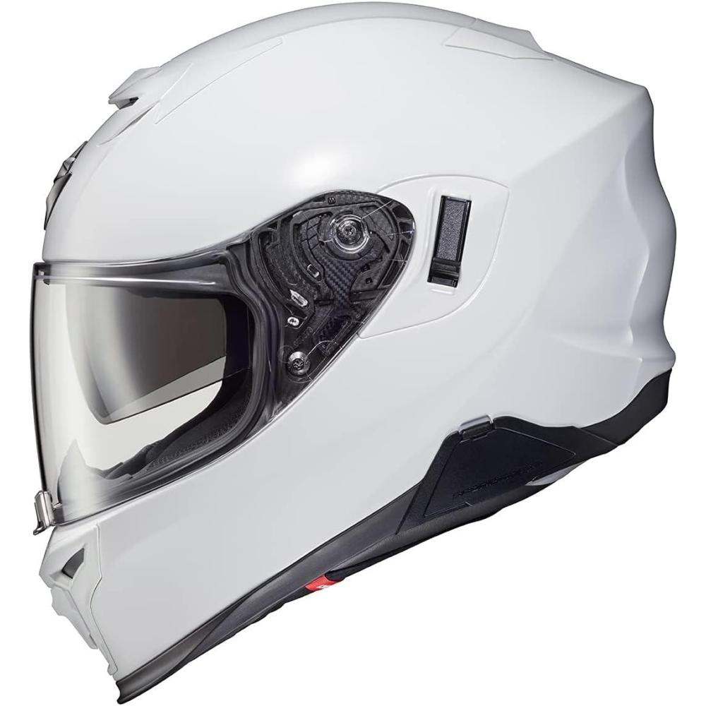ScorpionEXO T520 Full Face Touring Motorcycle Helmet with Bluetooth Ready Speaker Pockets DOT ECE Approved Nama-Shimi (Black/Gold – Medium)(Gloss White)