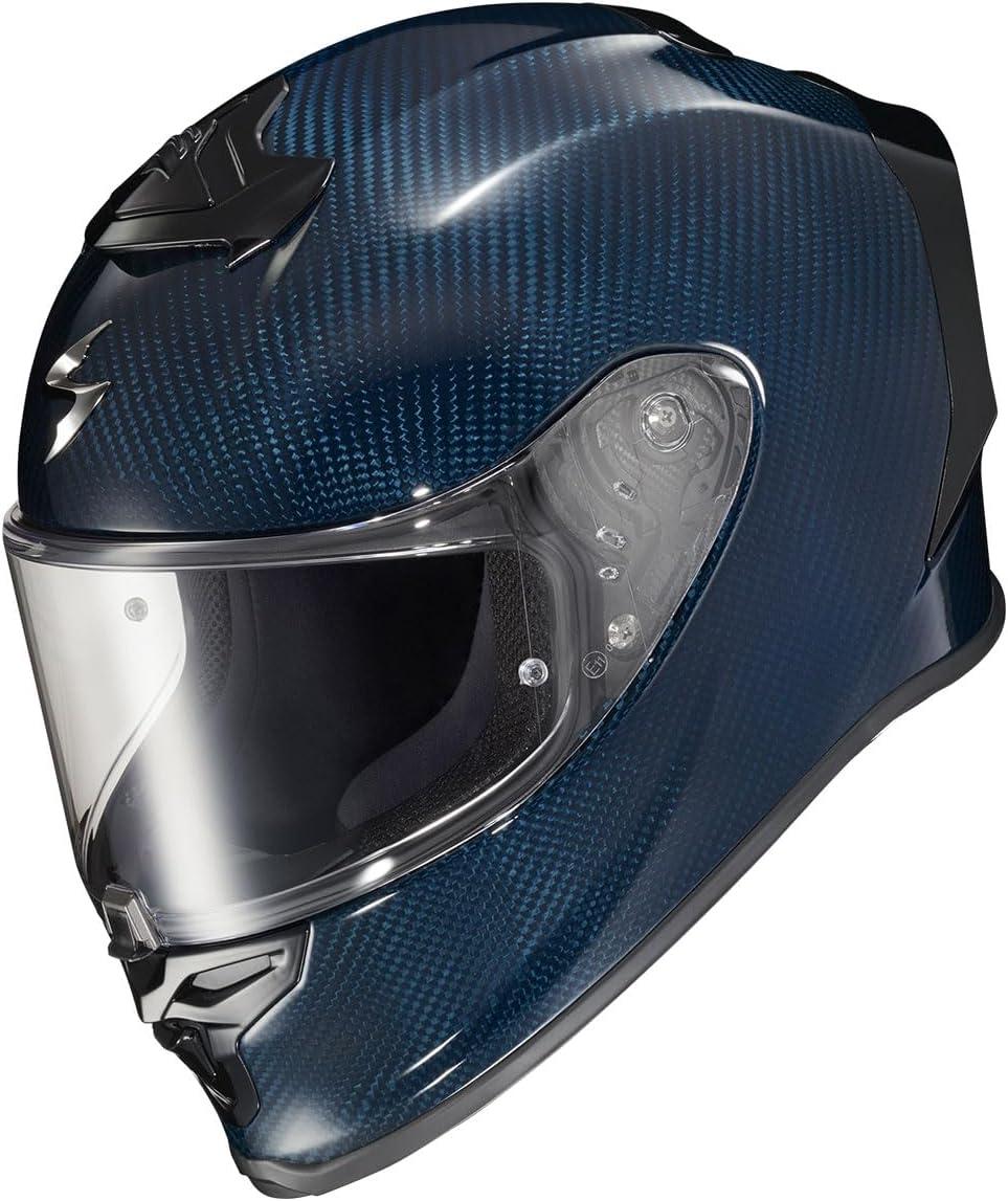ScorpionEXO R1 Air Carbon Fiber Full Face Motorcycle Helmet with Pinlock Shield Bluetooth Ready Speaker Pockets DOT ECE Onyx (Onyx Gloss Black – Medium)(Gloss Blue)