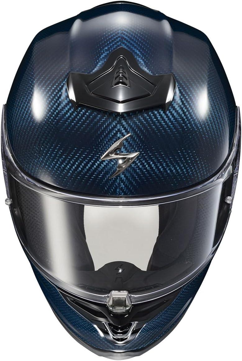 ScorpionEXO R1 Air Carbon Fiber Full Face Motorcycle Helmet with Pinlock Shield Bluetooth Ready Speaker Pockets DOT ECE Onyx (Onyx Gloss Black – Medium)(Gloss Blue)