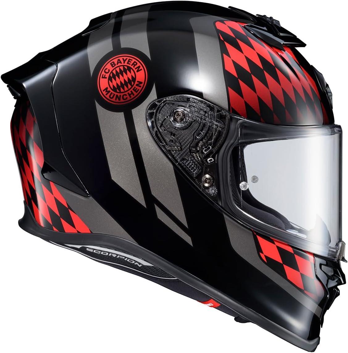 ScorpionEXO R1 Air Full Face Motorcycle Helmet with Pinlock Shield and Bluetooth Ready Speaker Pockets DOT ECE Solid (Matte Pearl White – Small)(Black/Grey/Red)