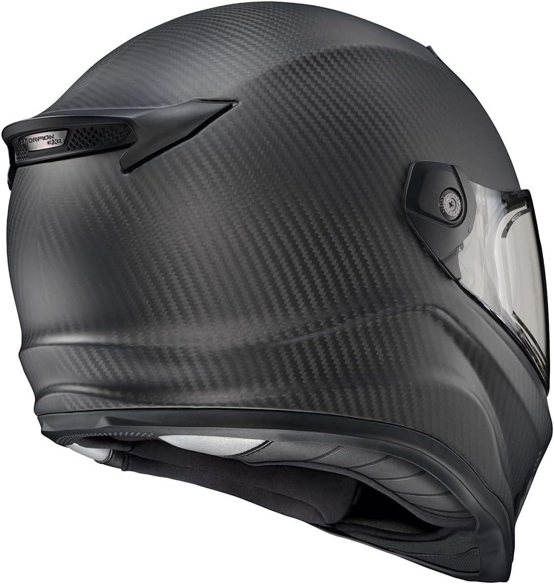 ScorpionEXO Covert FX Carbon Fiber Full Face Motorcycle Helmet Street Fighter Style – Bluetooth Ready Speaker Pockets DOT ECE Solid (Gloss Black – X-Small)(Matte Black)