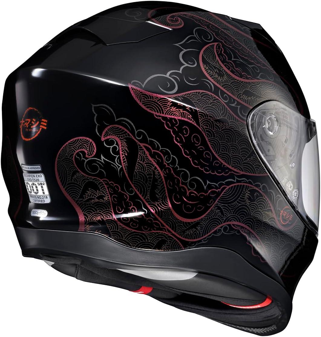 ScorpionEXO T520 Full Face Touring Motorcycle Helmet with Bluetooth Ready Speaker Pockets DOT ECE Approved Nama-Shimi (Black/Gold – Medium)(Nama-shimi Black/Chameleon)