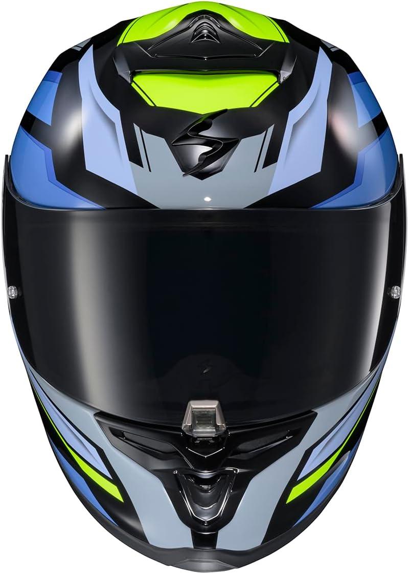ScorpionEXO R1 Air Full Face Motorcycle Helmet with Pinlock Shield and Bluetooth Ready Speaker Pockets DOT ECE Solid (Matte Pearl White – Small)(Raven Black/Blue/Hi Viz)