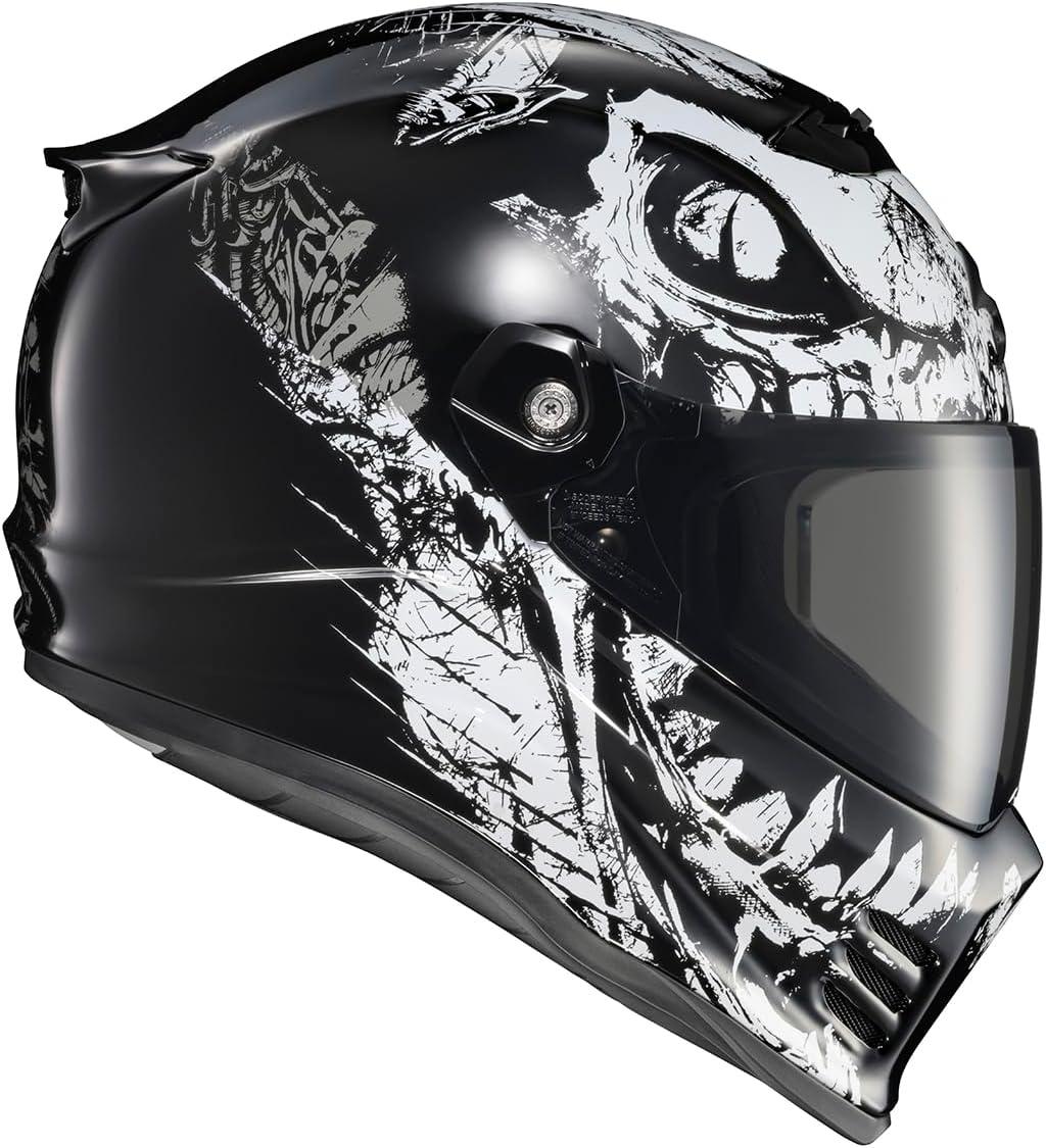 ScorpionEXO Covert FX Full Face Adult Motorcycle Helmet Street Fighter Style – Bluetooth Ready Speaker Pockets DOT ECE Solid (Matte Black – X-Large)(Caiman Gloss Black)