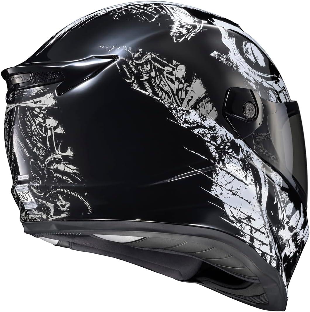 ScorpionEXO Covert FX Full Face Adult Motorcycle Helmet Street Fighter Style – Bluetooth Ready Speaker Pockets DOT ECE Solid (Matte Black – X-Large)(Caiman Gloss Black)