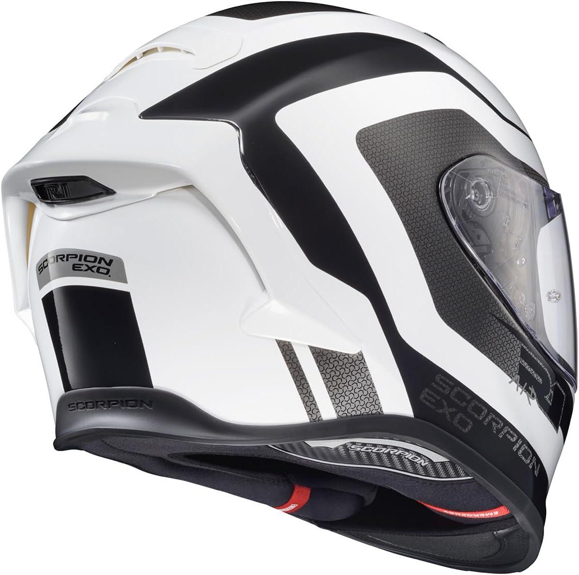 ScorpionEXO R1 Air Full Face Motorcycle Helmet with Pinlock Shield and Bluetooth Ready Speaker Pockets DOT ECE Solid (Matte Pearl White – Small)(White/Black)