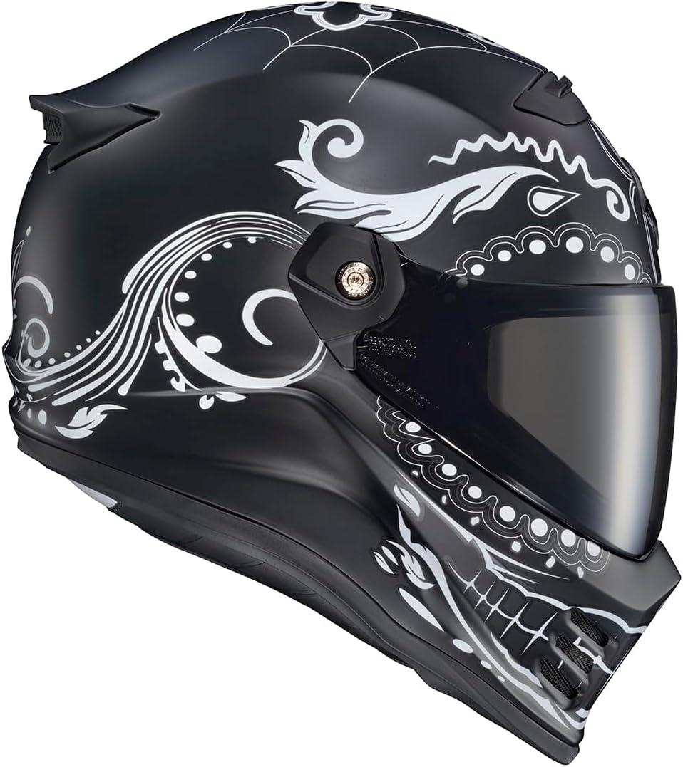 ScorpionEXO Covert FX Full Face Adult Motorcycle Helmet Street Fighter Style – Bluetooth Ready Speaker Pockets DOT ECE Solid (Matte Black – X-Large)(White/Matte Black)
