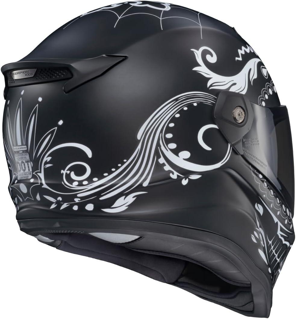 ScorpionEXO Covert FX Full Face Adult Motorcycle Helmet Street Fighter Style – Bluetooth Ready Speaker Pockets DOT ECE Solid (Matte Black – X-Large)(White/Matte Black)