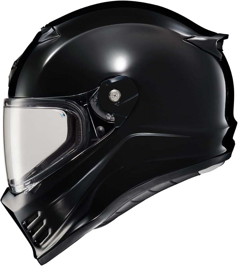 ScorpionEXO Covert FX Full Face Adult Motorcycle Helmet Street Fighter Style – Bluetooth Ready Speaker Pockets DOT ECE Solid (Matte Black – X-Large)(Gloss Black)
