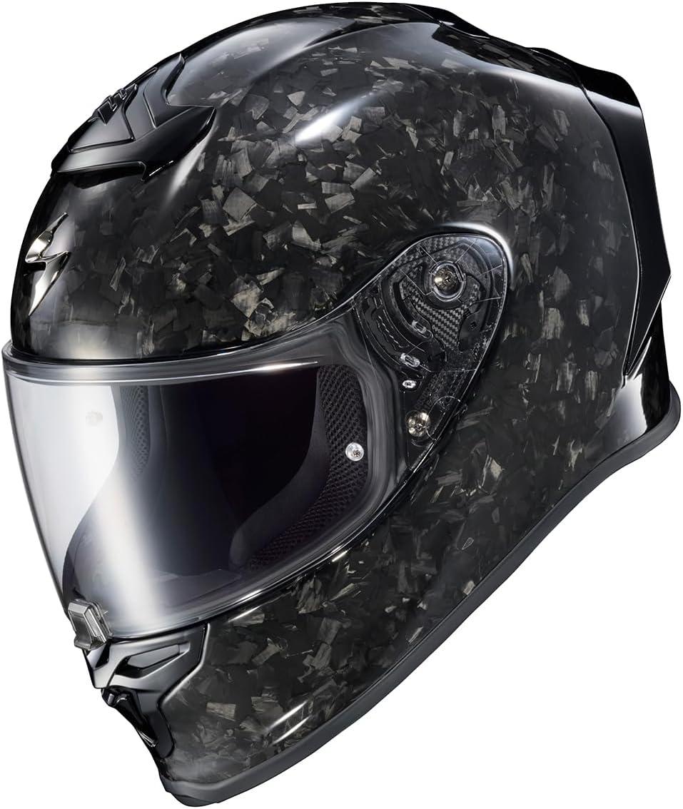 ScorpionEXO R1 Air Carbon Fiber Full Face Motorcycle Helmet with Pinlock Shield Bluetooth Ready Speaker Pockets DOT ECE Onyx (Onyx Gloss Black – Medium)(Onyx Gloss Black)