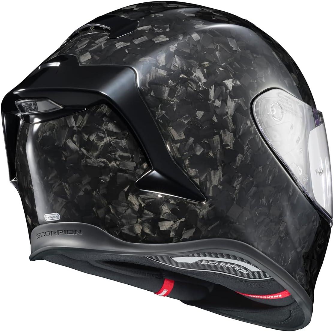 ScorpionEXO R1 Air Carbon Fiber Full Face Motorcycle Helmet with Pinlock Shield Bluetooth Ready Speaker Pockets DOT ECE Onyx (Onyx Gloss Black – Medium)(Onyx Gloss Black)