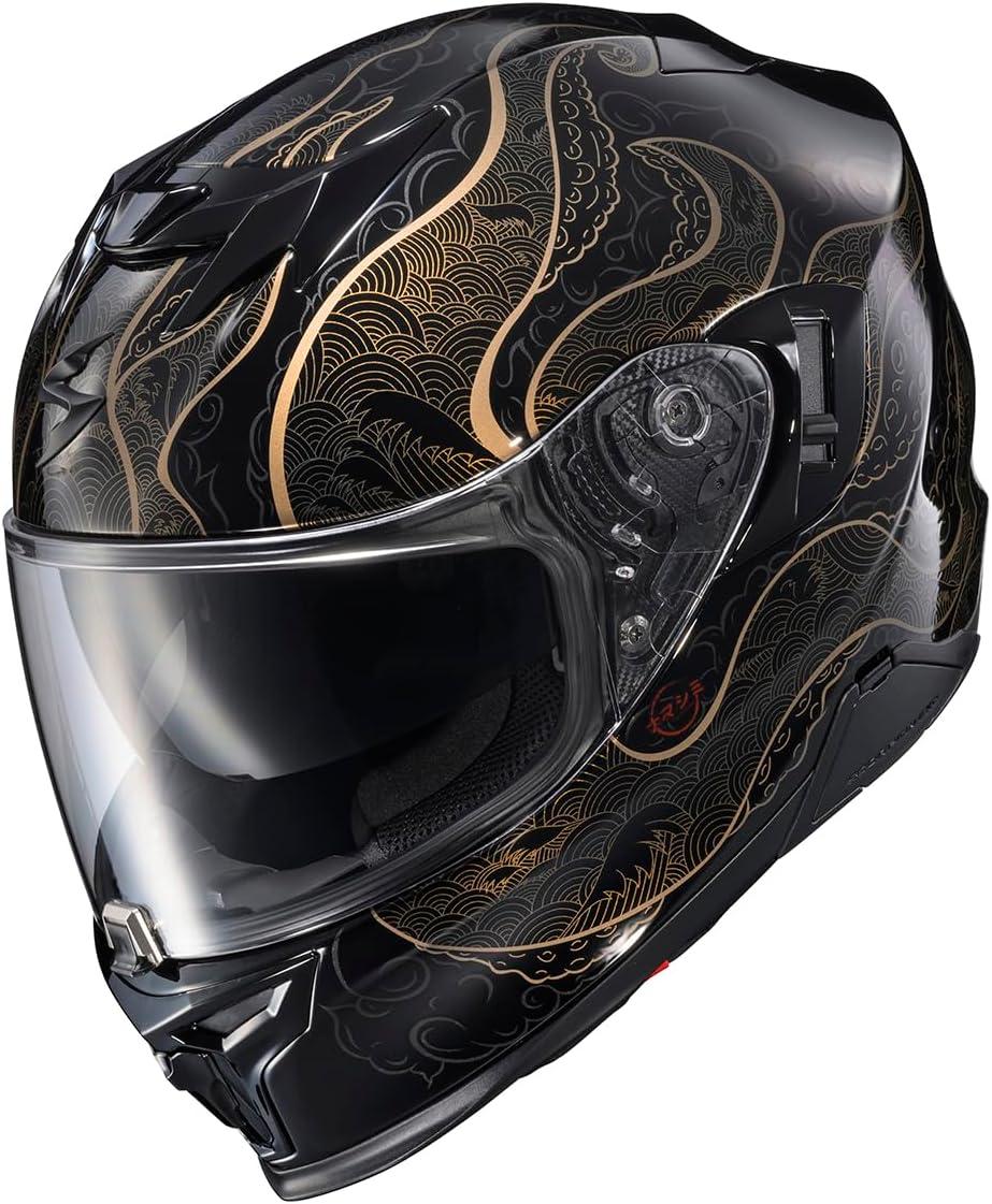 ScorpionEXO T520 Full Face Touring Motorcycle Helmet with Bluetooth Ready Speaker Pockets DOT ECE Approved Nama-Shimi (Black/Gold – Medium)(Nama-shimi Black/Gold)