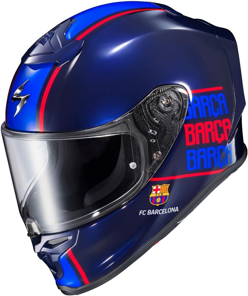 ScorpionEXO R1 Air Full Face Motorcycle Helmet with Pinlock Shield and Bluetooth Ready Speaker Pockets DOT ECE Solid (Matte Pearl White – Small)(Blue/Red)