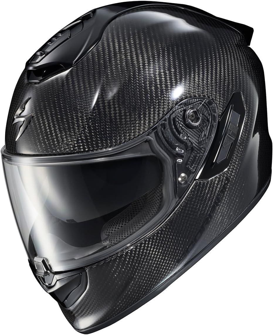 ScorpionEXO ST1400 EVO Carbon Fiber Full Face Sport Touring Street Motorcycle Helmet – Bluetooth Ready Speaker Pockets DOT ECE Solid (Matte Black – Small)(Gloss Black)