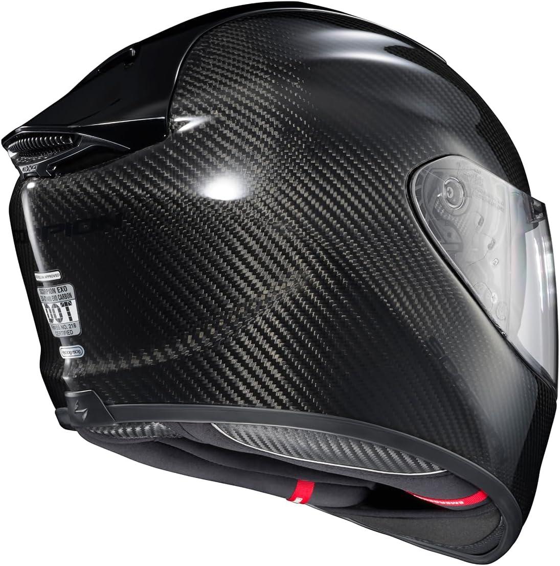 ScorpionEXO ST1400 EVO Carbon Fiber Full Face Sport Touring Street Motorcycle Helmet – Bluetooth Ready Speaker Pockets DOT ECE Solid (Matte Black – Small)(Gloss Black)