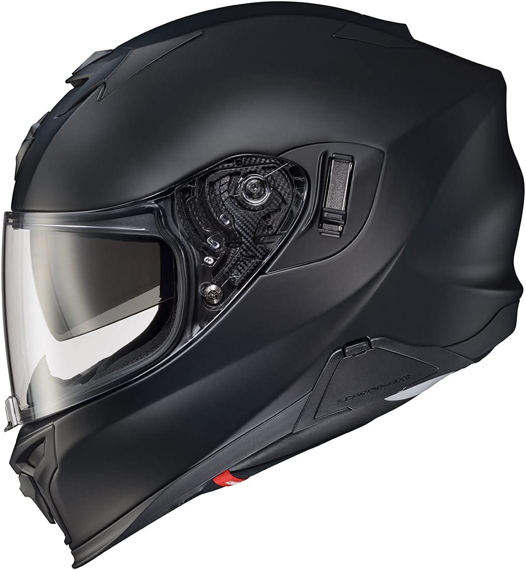 ScorpionEXO T520 Full Face Touring Motorcycle Helmet with Bluetooth Ready Speaker Pockets DOT ECE Approved Nama-Shimi (Black/Gold – Medium)(Matte Black)