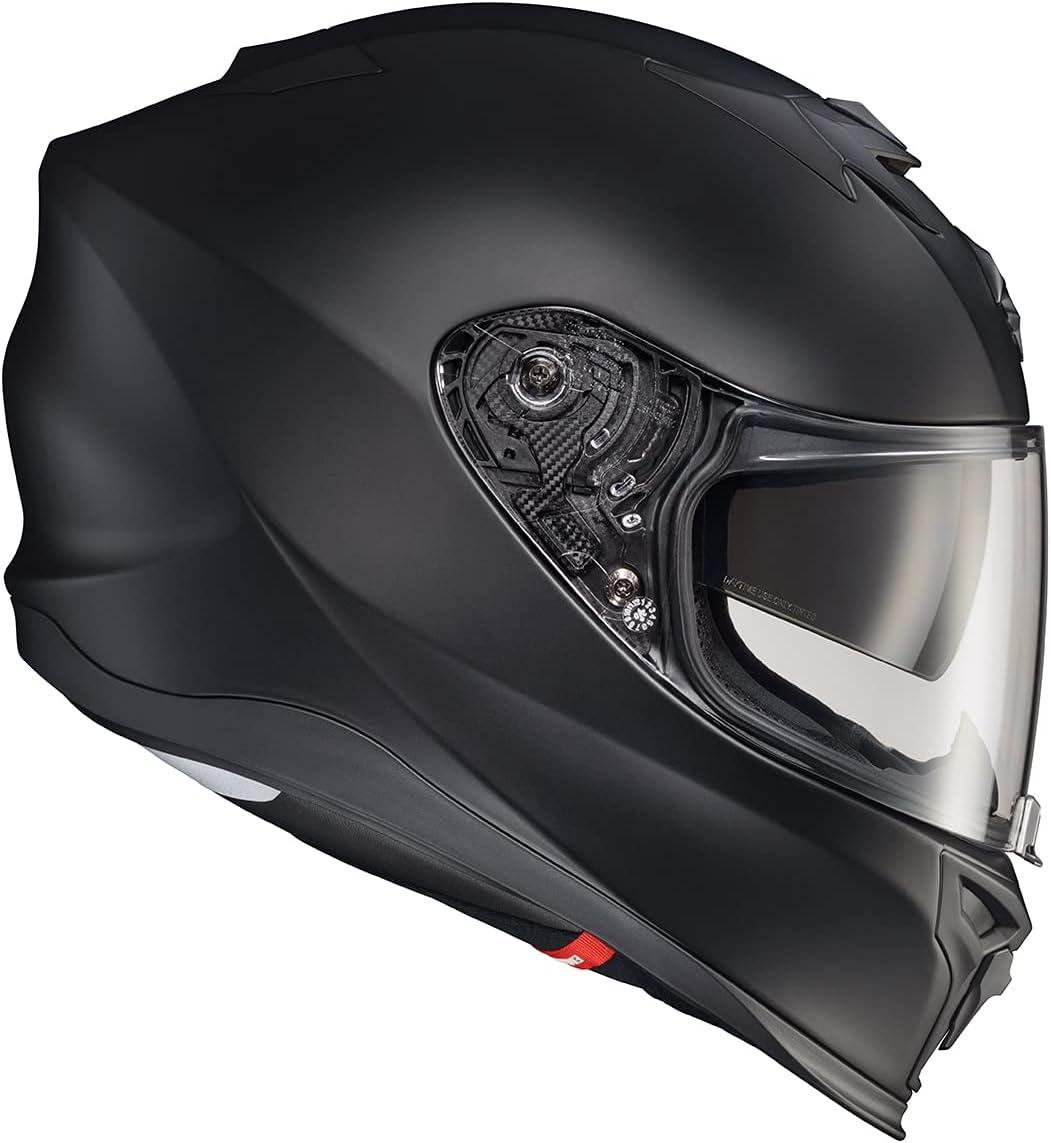 ScorpionEXO T520 Full Face Touring Motorcycle Helmet with Bluetooth Ready Speaker Pockets DOT ECE Approved Nama-Shimi (Black/Gold – Medium)(Matte Black)