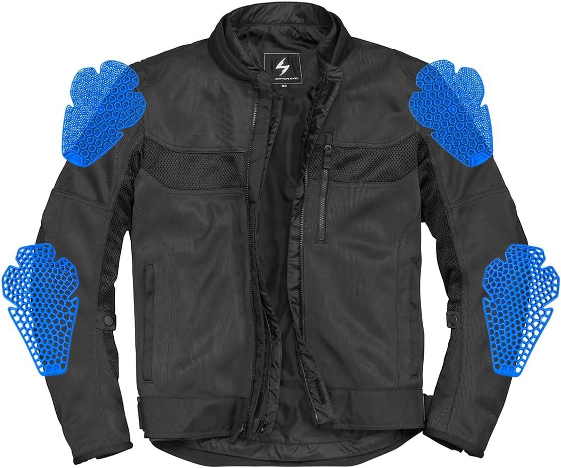 ScorpionEXO Vortex Air II Men’s Mesh Jacket Reflective Motorcycle Waterproof Liner Breathable Riding Gear Reinforced(Black)
