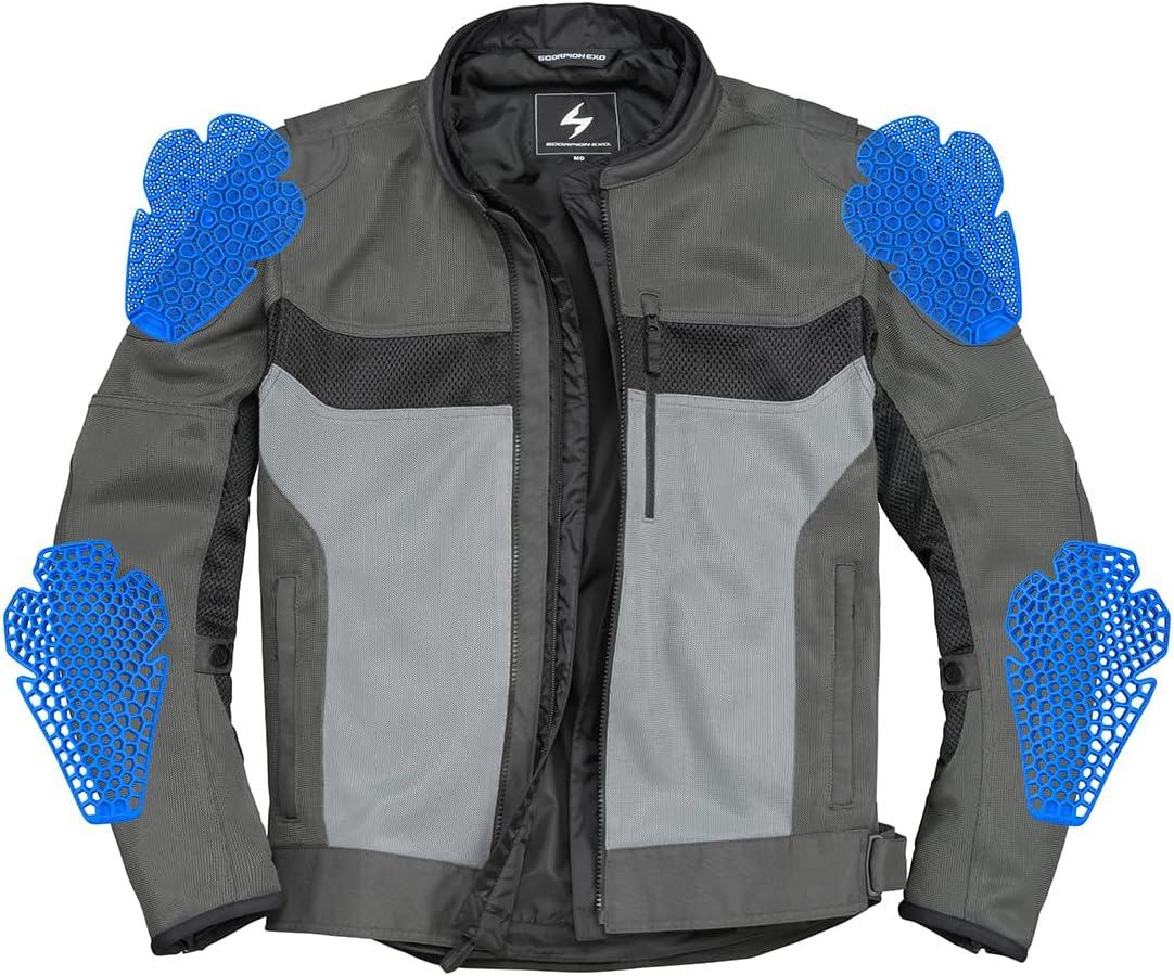 ScorpionEXO Vortex Air II Men’s Mesh Jacket Reflective Motorcycle Waterproof Liner Breathable Riding Gear Reinforced(Dark Grey/Black)