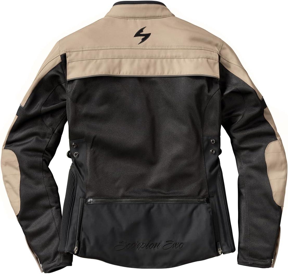 ScorpionEXO Cargo Air Women’s Lightweight Mesh Motorcycle Riding Jacket Abrasion Resistant with CE-Rated Armor and Cargo Bag (Black – X-Small)(Sand)