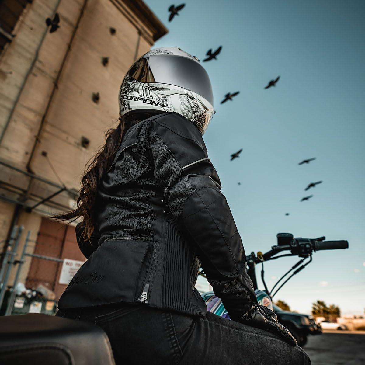 ScorpionEXO Cargo Air Women’s Lightweight Mesh Motorcycle Riding Jacket Abrasion Resistant with CE-Rated Armor and Cargo Bag (Black – X-Small)(Black)