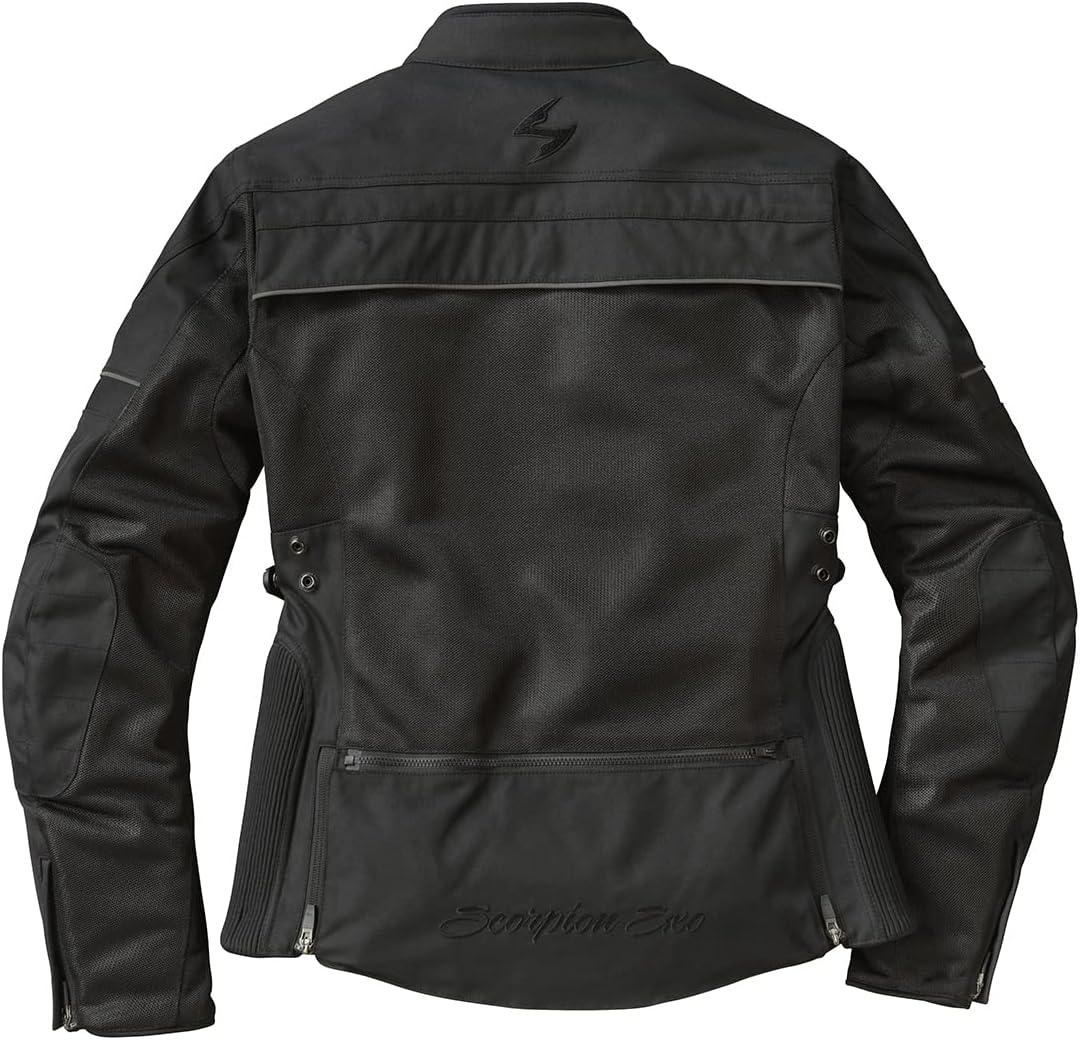 ScorpionEXO Cargo Air Women’s Lightweight Mesh Motorcycle Riding Jacket Abrasion Resistant with CE-Rated Armor and Cargo Bag (Black – X-Small)(Black)
