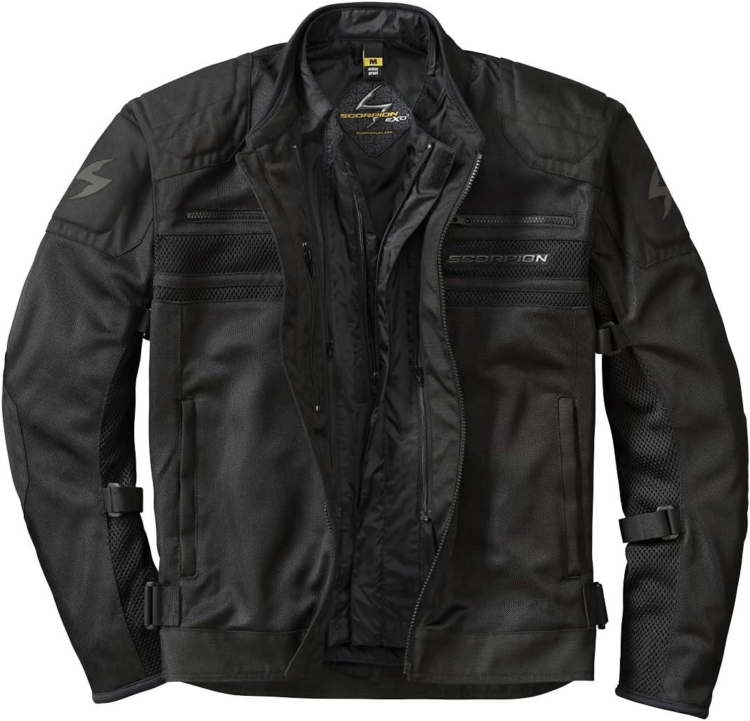 ScorpionEXO Vortex Air Men’s Mesh Reflective Motorcycle Riding Jacket Abrasion Resistant with CE-Rated Armor (Black – Large)(Black)