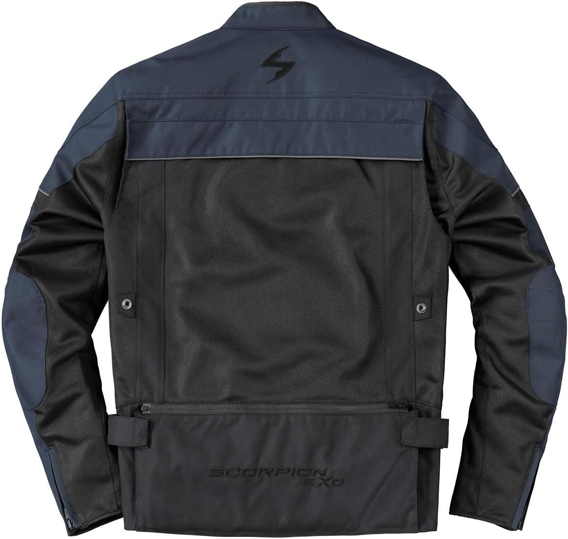 ScorpionEXO Cargo Air Men’s Lightweight Mesh Motorcycle Riding Jacket Abrasion Resistant with CE-Rated Armor and Cargo Bag (Black – 4X-Large)(Blue)