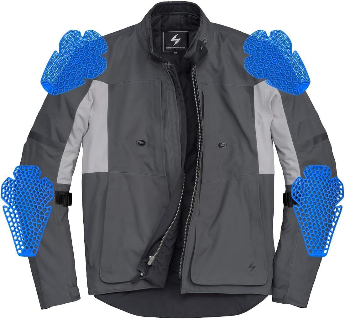 ScorpionEXO Optima II Men’s Mesh Reflective Motorcycle Riding Jacket Abrasion-Resistant (Black – Small)(Grey)