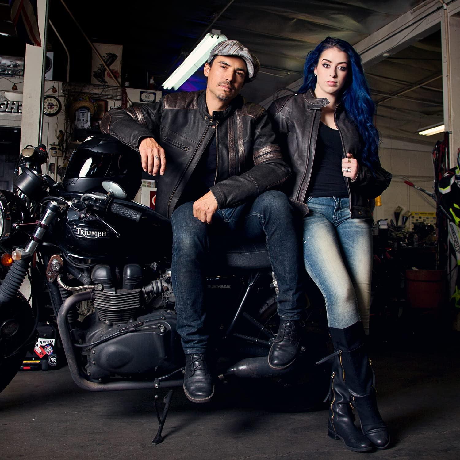 ScorpionEXO 1909 Vintage Leather Motorcycle Jacket Ventilated with Removable Thermal Liner and CE Rated Armor Included(Black/Brown)