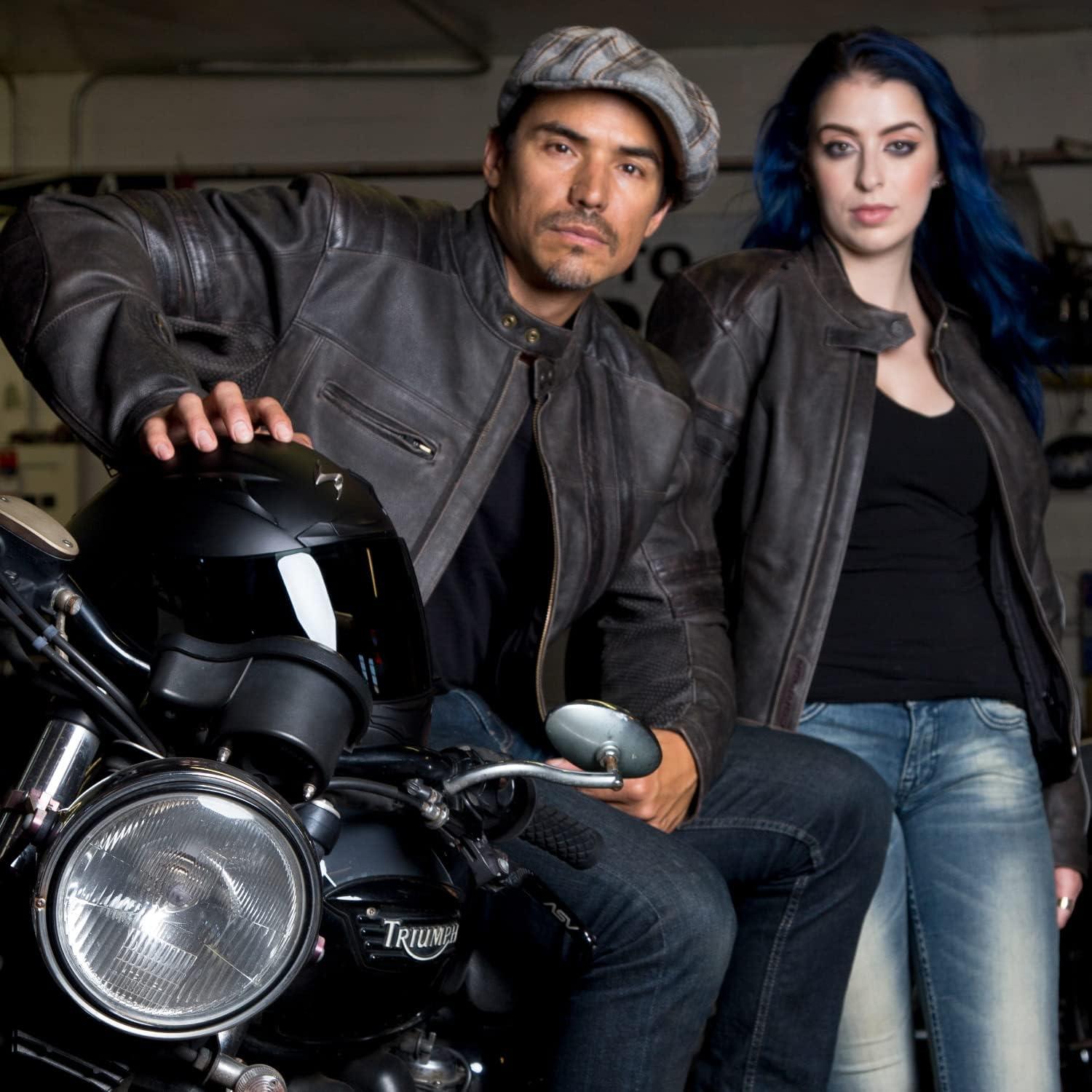 ScorpionEXO 1909 Vintage Leather Motorcycle Jacket Ventilated with Removable Thermal Liner and CE Rated Armor Included(Black/Brown)
