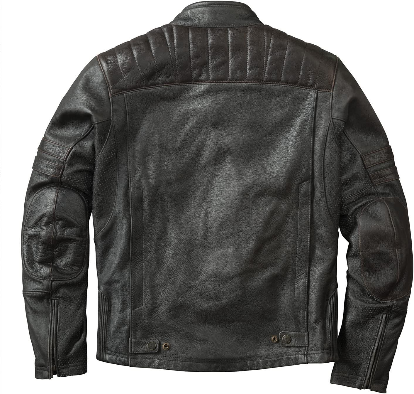 ScorpionEXO 1909 Vintage Leather Motorcycle Jacket Ventilated with Removable Thermal Liner and CE Rated Armor Included(Black/Brown)