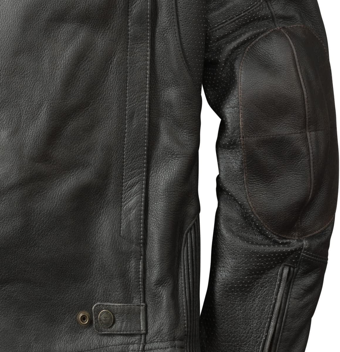 ScorpionEXO 1909 Vintage Leather Motorcycle Jacket Ventilated with Removable Thermal Liner and CE Rated Armor Included(Black/Brown)
