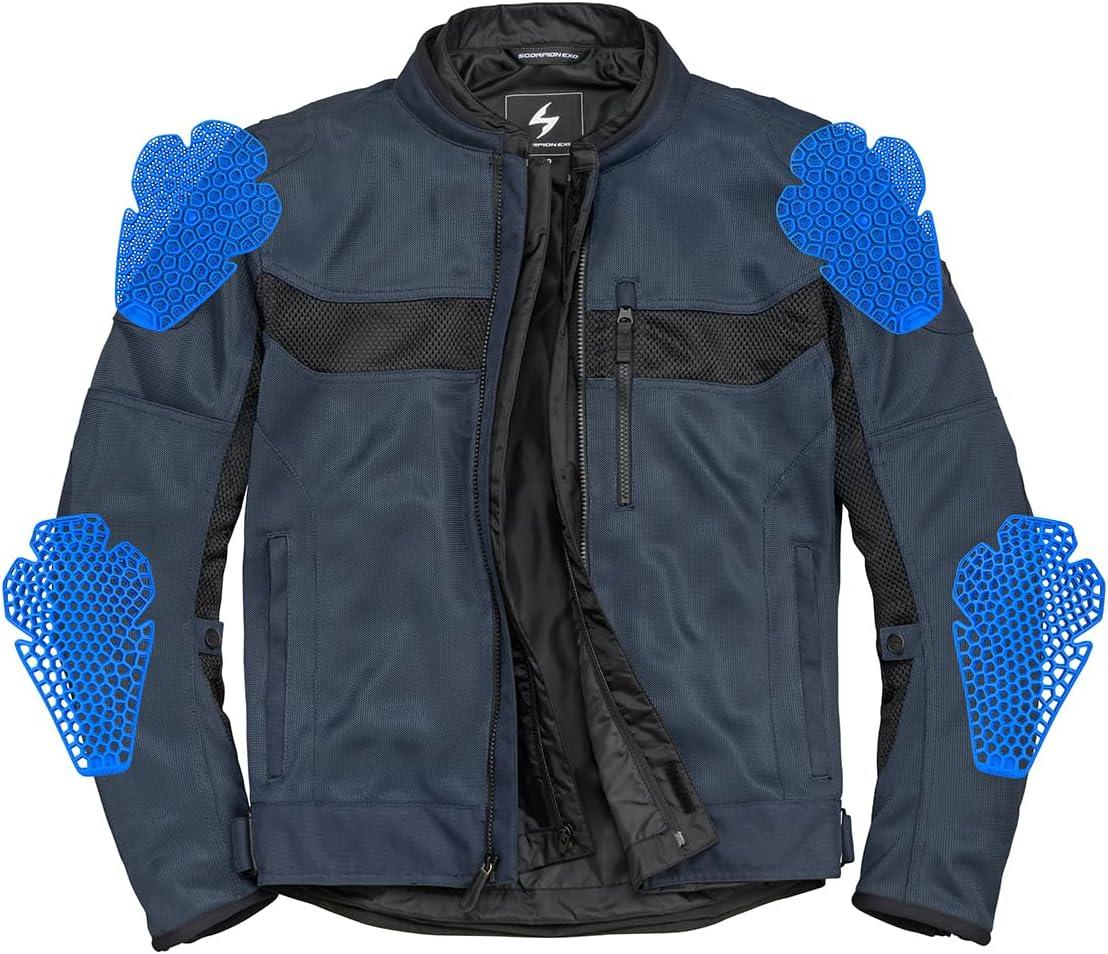 ScorpionEXO Vortex Air II Men’s Mesh Jacket Reflective Motorcycle Waterproof Liner Breathable Riding Gear Reinforced(Dark Blue/Black)